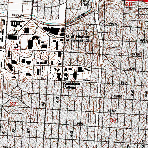 Topographic Map of Rockhurst University, MO