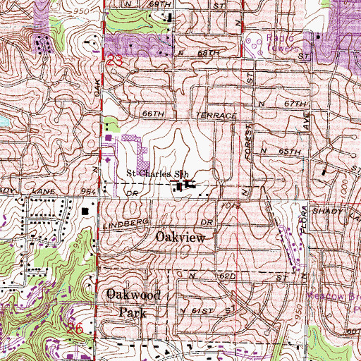 Topographic Map of Saint Charles Borromeo School, MO