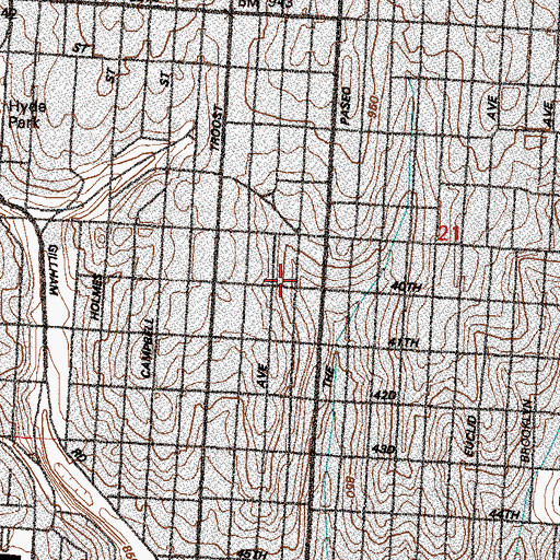 Topographic Map of Saint James School, MO