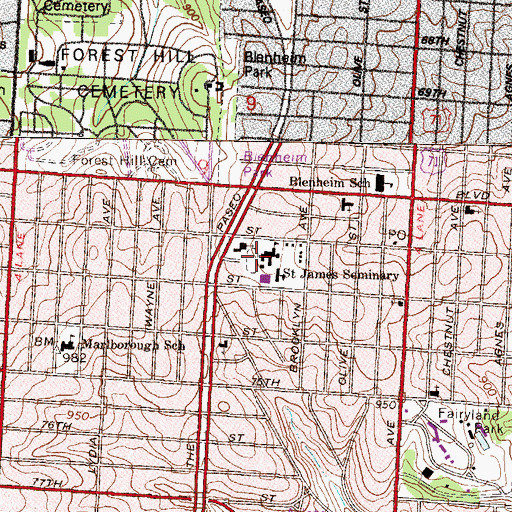 Topographic Map of Saint James Seminary (historical), MO