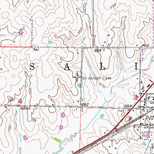 Topographic Map of Saint Joseph Cemetery, MO