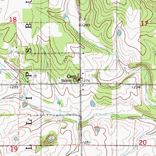Topographic Map of Salem Church, MO