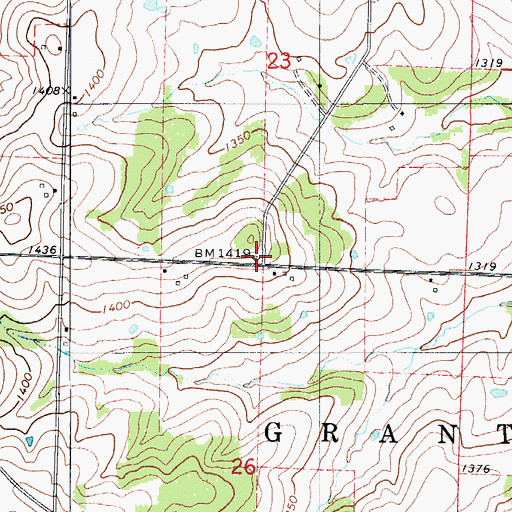 Topographic Map of Sand Spring School, MO