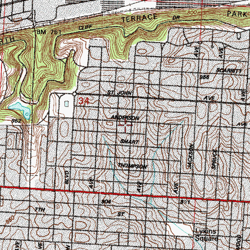 Topographic Map of Scarritt Elementary School, MO