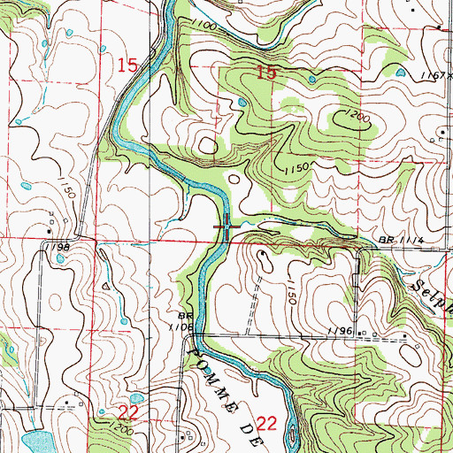 Topographic Map of Selph Branch, MO