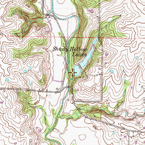 Topographic Map of Shady Hollow Lakes (historical), MO