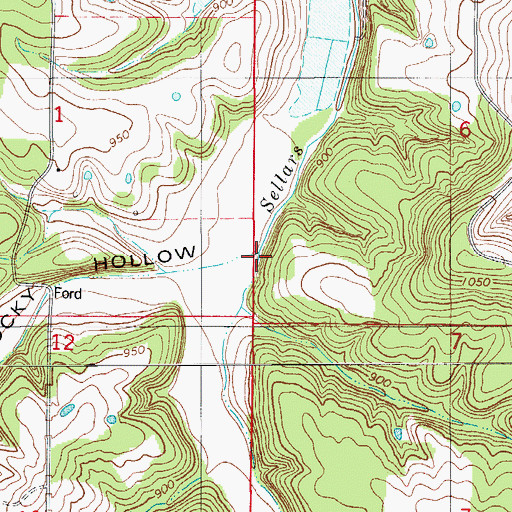 Topographic Map of Shakerag Creek, MO