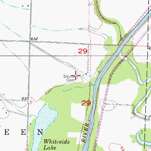 Topographic Map of Shulte Cemetery, MO