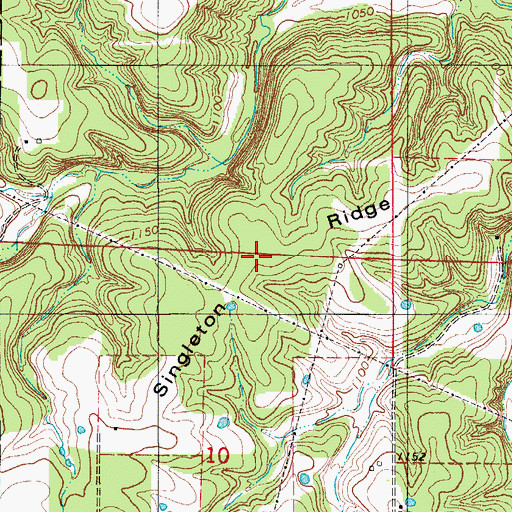 Topographic Map of Singleton Ridge, MO