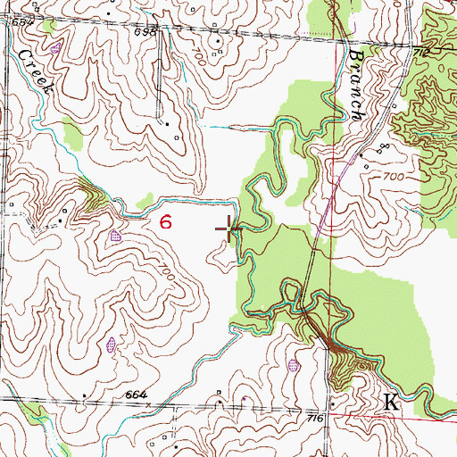 Topographic Map of Skunk Creek, MO
