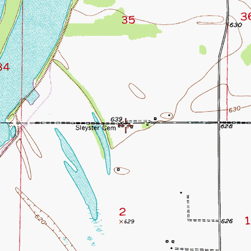 Topographic Map of Sleyster Cemetery, MO