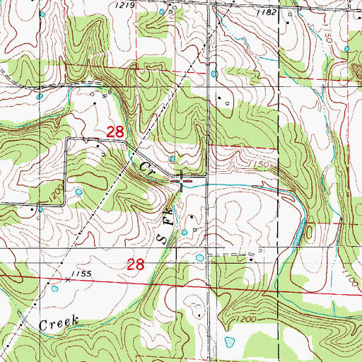 Topographic Map of South Fork North Cobb Creek, MO