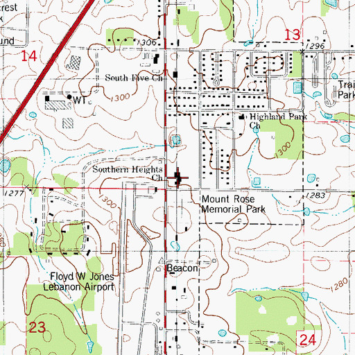 Topographic Map of Southern Heights Church, MO