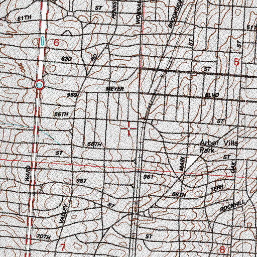 Topographic Map of Southwest Early College Campus, MO