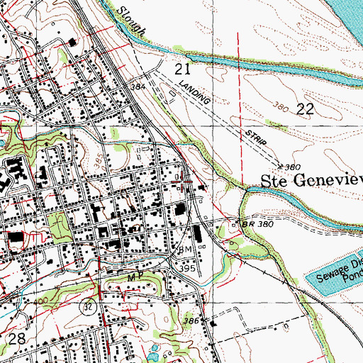 Topographic Map of Sainte Genevieve, MO