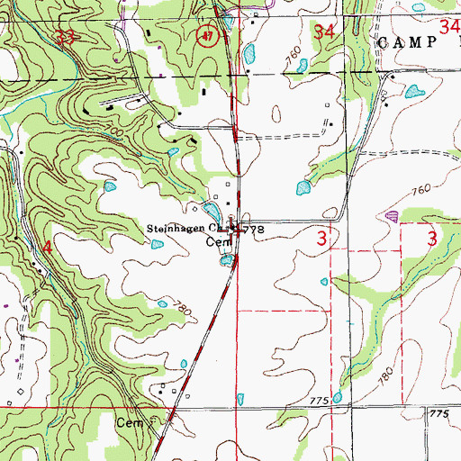 Topographic Map of Steinhagen Church, MO