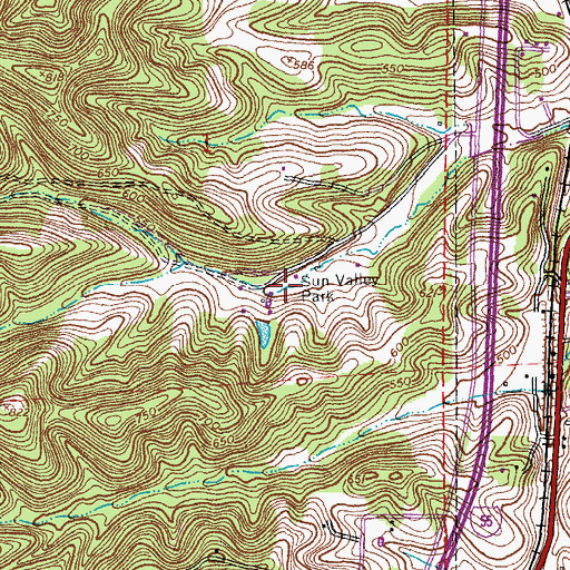 Topographic Map of Sun Valley Park, MO