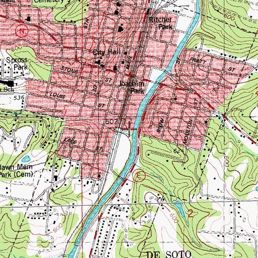 Topographic Map of Tanyard Branch, MO