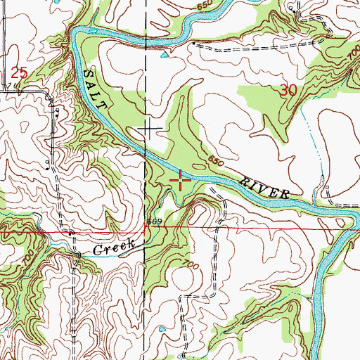 Topographic Map of Thomas Creek, MO