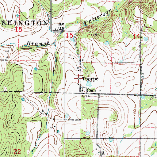 Topographic Map of Thorpe, MO