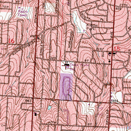 Topographic Map of Three Trails Elementary School, MO