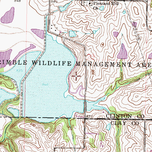 Topographic Map of Trimble Wildlife Management Area, MO
