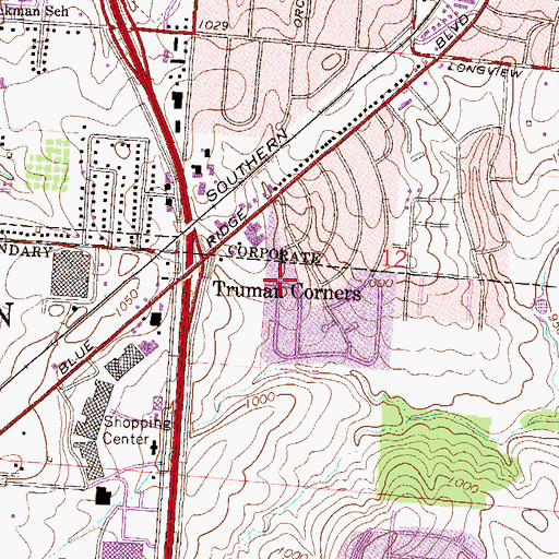 Topographic Map of Truman Corners, MO