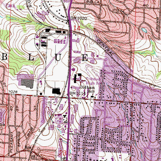 Topographic Map of Truman High School, MO