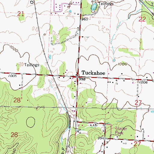 Topographic Map of Tuckahoe, MO