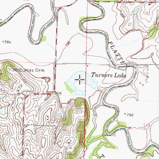 Topographic Map of Turners Lake, MO