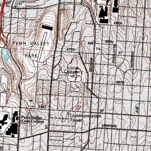 Topographic Map of Union Cemetery, MO