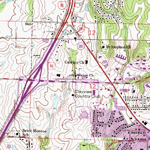 Topographic Map of Union Church, MO