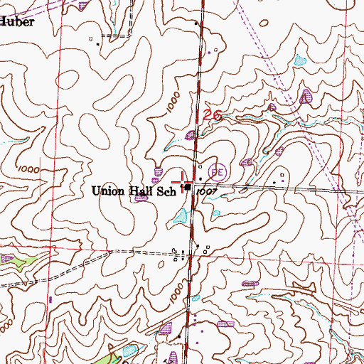 Topographic Map of Union Hall School (historical), MO