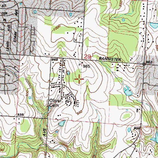 Topographic Map of Union Point School, MO