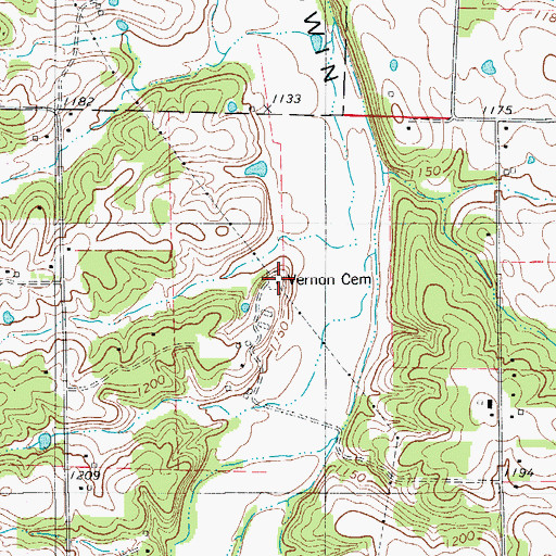 Topographic Map of Vernon Cemetery, MO