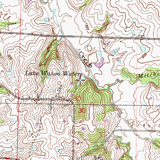 Topographic Map of Lake Wahoo Waters, MO