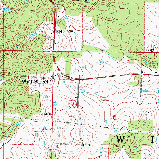 Topographic Map of Wall Street, MO