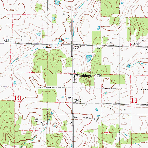 Topographic Map of Washington Church, MO