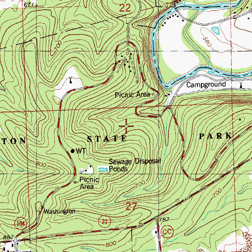 Topographic Map of Washington State Park, MO