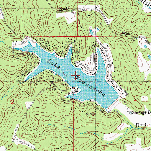 Topographic Map of Lake Wauwanoka, MO