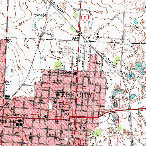 Topographic Map of Webster Primary Center, MO