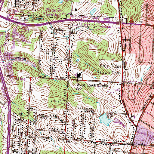 Topographic Map of West Rock Creek Elementary School, MO