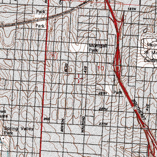 Topographic Map of Phyllis Wheatley Elementary School, MO