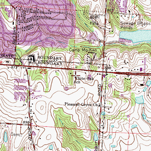 Topographic Map of White Oak School, MO