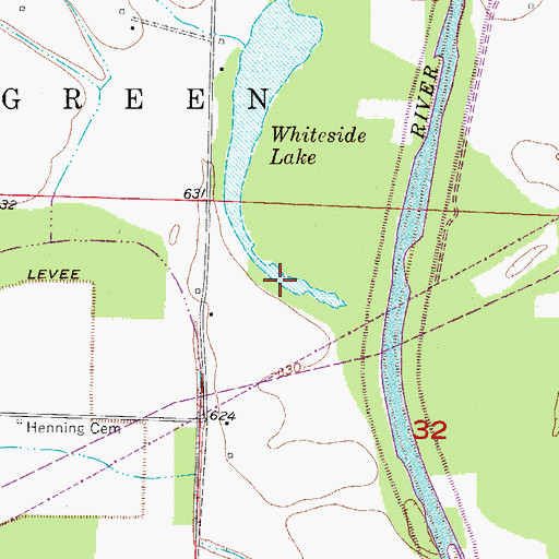 Topographic Map of Whiteside Lake, MO