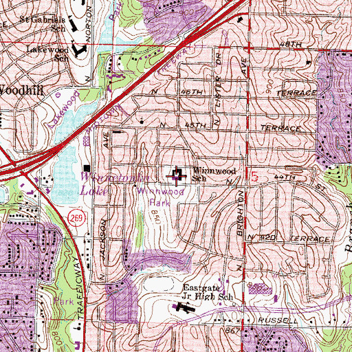 Topographic Map of Winnwood Elementary School, MO