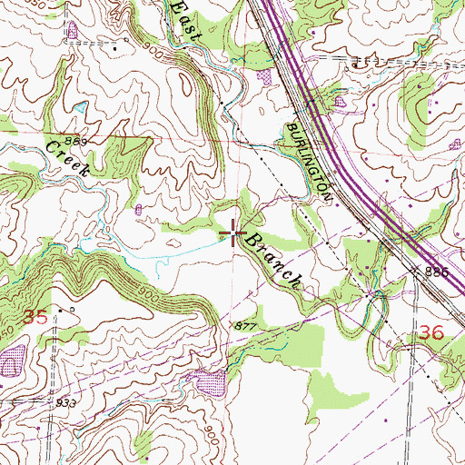 Topographic Map of Wolf Creek, MO