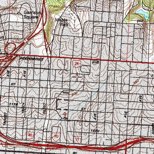 Topographic Map of Woodland Elementary School, MO