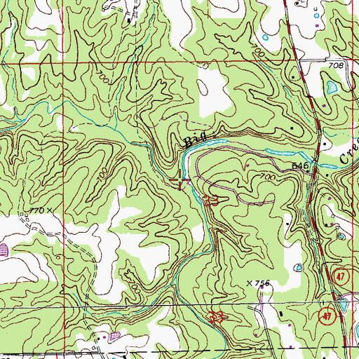 Topographic Map of Yeater Branch, MO