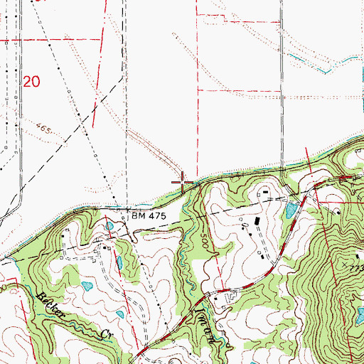 Topographic Map of Becker Creek, MO